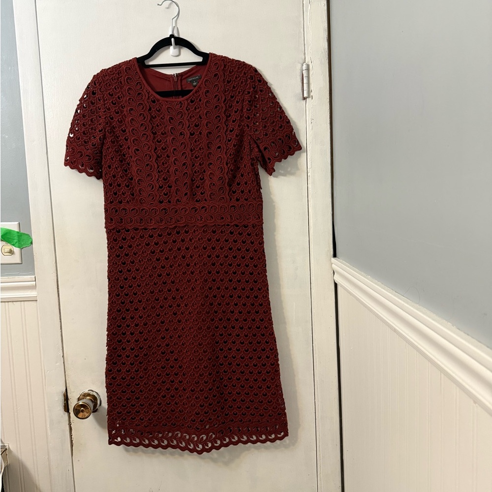 Ann Taylor Elegant Burgundy Lace Dress